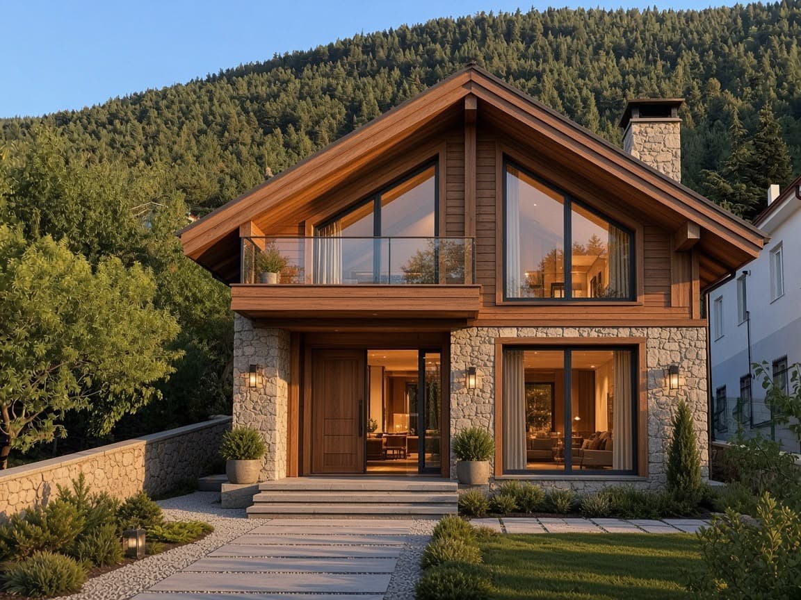 Çamlıdere'de tamamlanan kaba inşaat villa projesi, dış görünüm